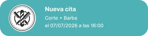 Notificación de cita en barbería