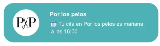 Recordatorio de cita enviado el día anterior