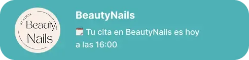Recordatorio de cita enviado unas horas antes