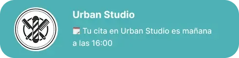 Recordatorio de cita enviado el día anterior