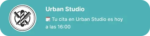 Recordatorio de cita enviado unas horas antes