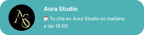 Recordatorio de cita enviado el día anterior