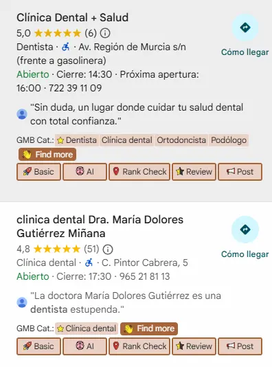 Ver las keywords de mi competencia con GMB Everywhere en Google Maps
