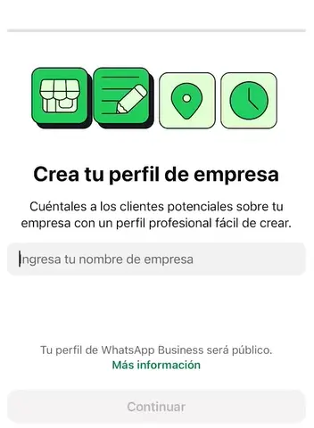 Campo para poner el nombre del negocio en el perfil de WhatsApp Business