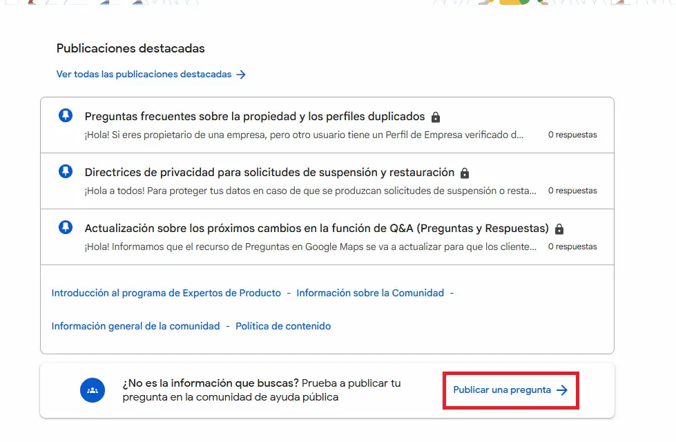 Publicar una pregunta en el foro de Google